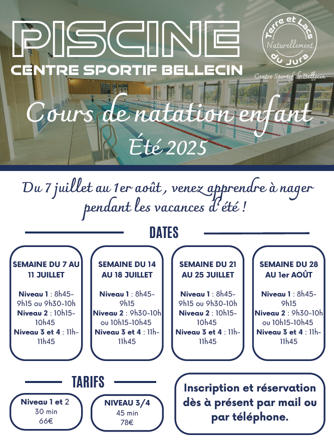 Bellecin cours de natation pour les enfants été 2025