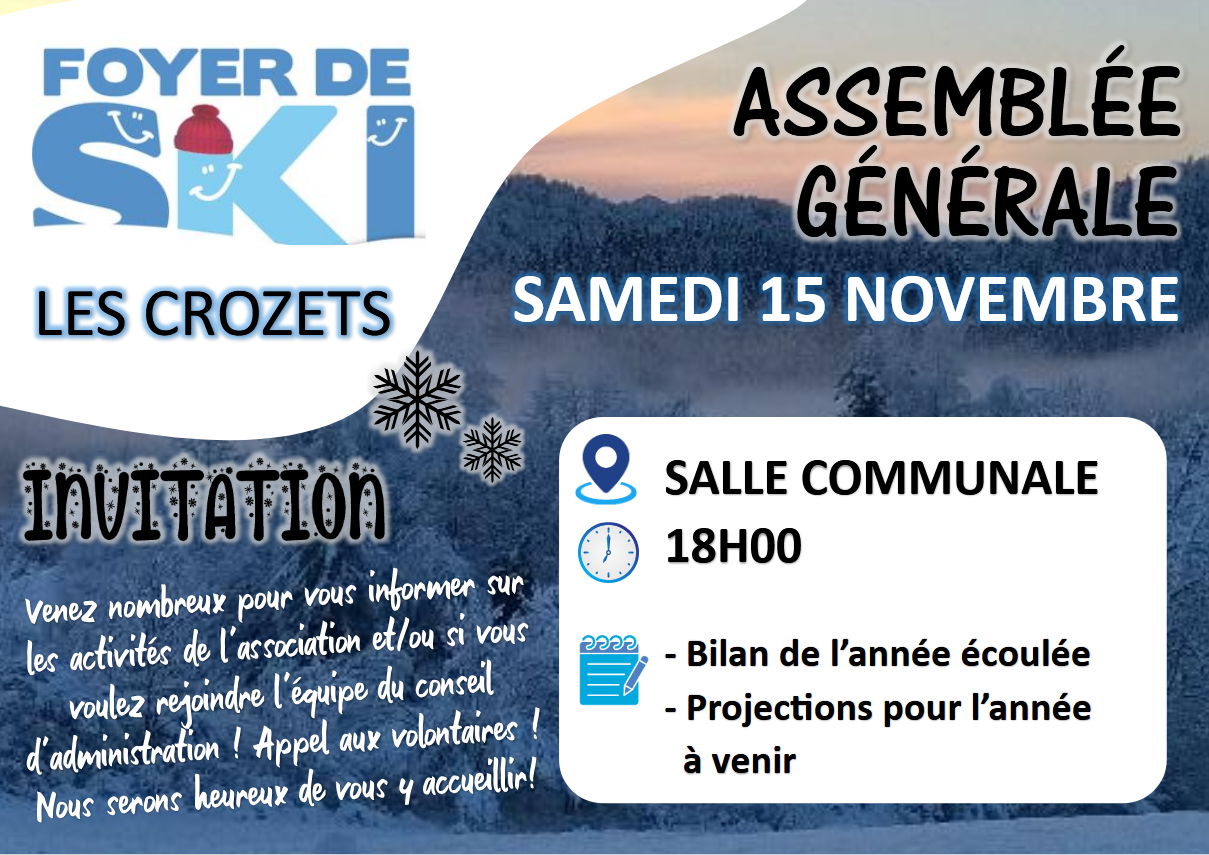 Assemblée générale du Foyer de ski des Crozets